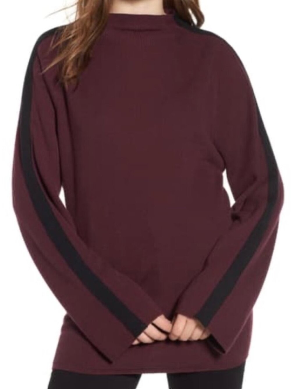 Trouve Mock Neck Knit Sweater